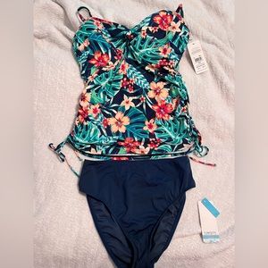 Sunsets hibiscus hideaway shirred tankini and bottom